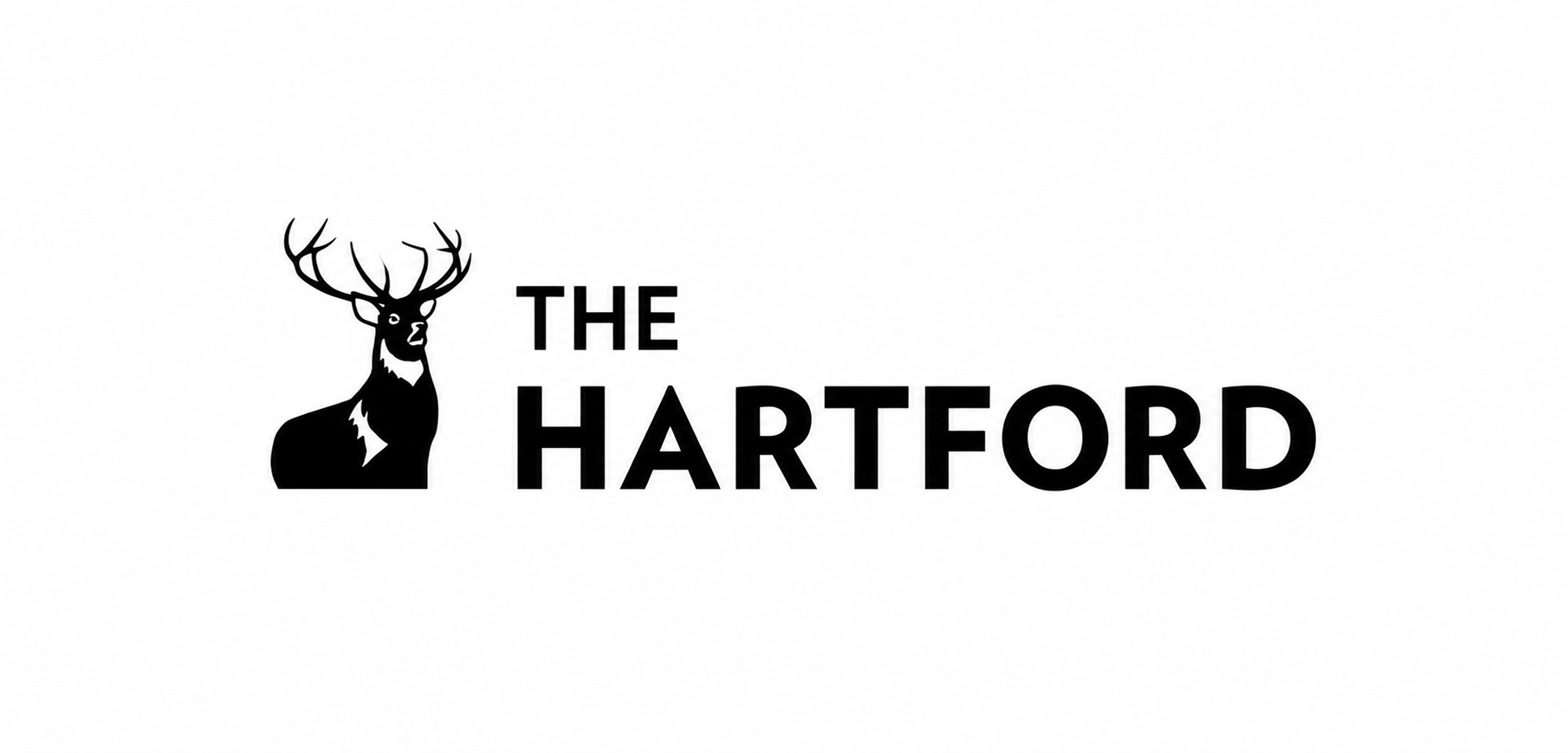 The Hartford logo featuring a black deer silhouette beside the bold wordmark THE HARTFORD on a white background, branding for the insurance company.